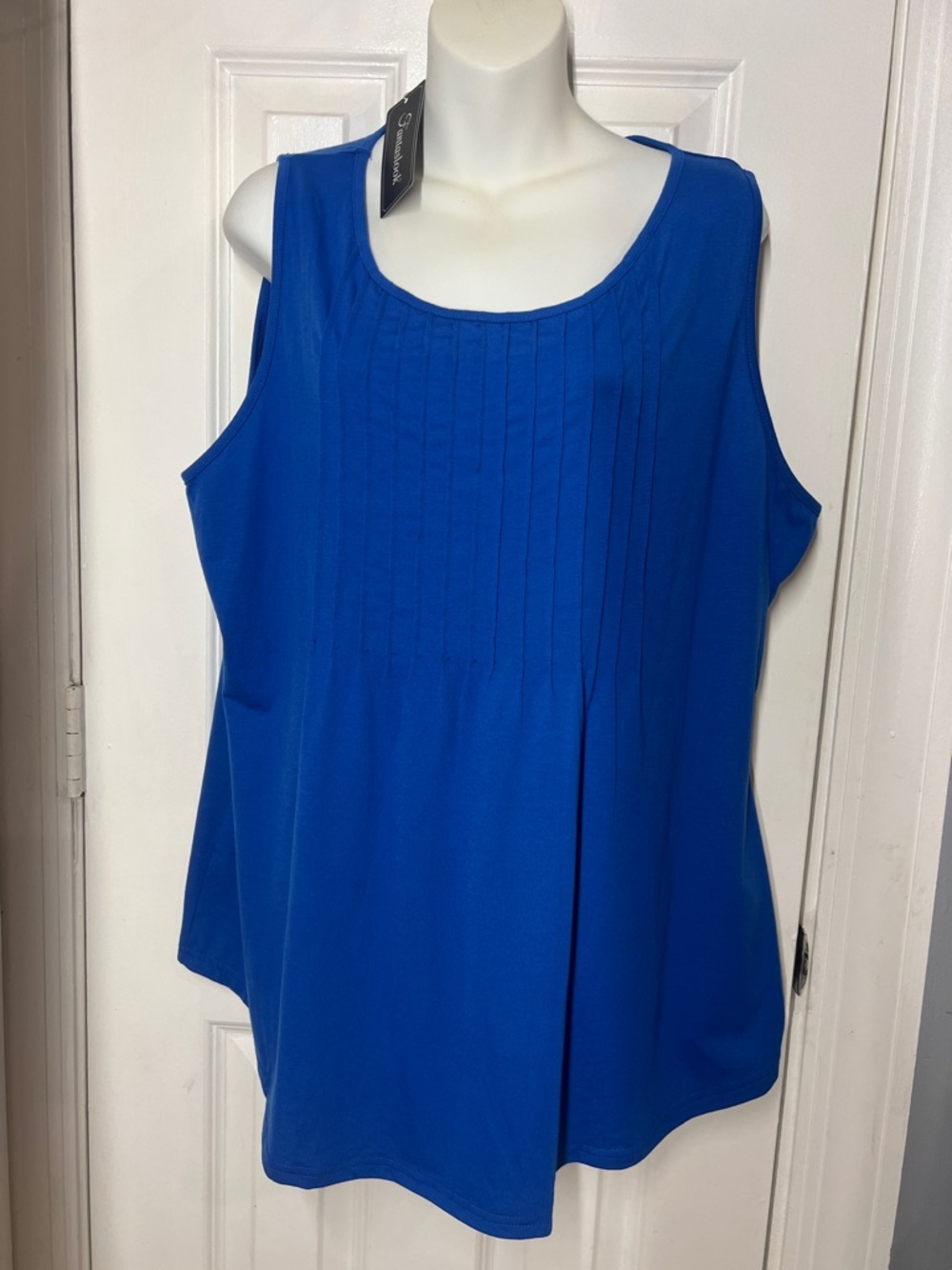 Women's Royal Blue Pintuck Sleeveless Tank Top